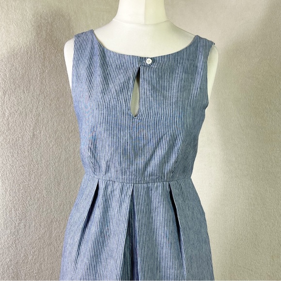 MaxMara Weekend Blue & White Striped Linen & Cotton Lightweight Dress UK 10 - Picture 2 of 11
